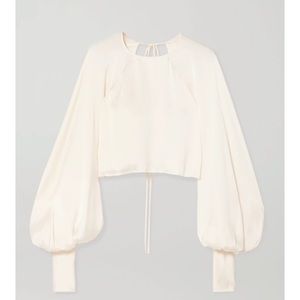 Orseund Iris Drama Cropped Satin Blouse sz xs